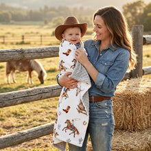 Load image into Gallery viewer, HOMRITAR Cowboy Baby Blanket for Boys Double Layer Dotted Backing