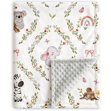 Load image into Gallery viewer, HOMRITAR Floral Animals Baby Blanket for Boys Girls with Dotted Backing