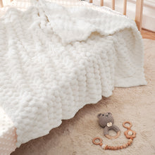Load image into Gallery viewer, HOMRITAR 3D Jacquard Fluffy Fuzzy Blanket for Infant, Soft Warm Cozy Flannel Fleece Warm Blanket Nursery, Stroller Toddler Bedding