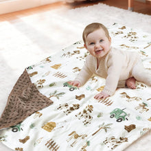 Load image into Gallery viewer, Cows Baby Blankets for Boys, Super Soft Newborn Nursery Minky Blanket with Double Layer Dotted Backing, Cozy Printed Bed Throw Blanket, Farm Horse Animals 30 x 40 Inch