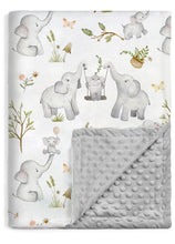 Load image into Gallery viewer, Baby Blankets for Unisex Boys Girls, Super Soft Nursery Minky Blankets with Baby Elephant Design and Dotted Fleece Backing, Printed Bed Throws Newborn