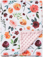 Load image into Gallery viewer, BORITAR Baby Blanket for Girls Super Soft Double Layer Minky with Dotted Backing, Receiving Blanket with Elegant Floral Multicolor Printed Blanket 30 x 40 Inch(75x100cm)