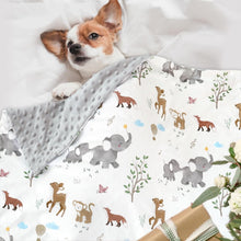 Load image into Gallery viewer, Baby Blankets for Unisex Boys Girls, Super Soft Nursery Minky Blankets with Woodland Animal Design and Dotted Fleece Backing, Printed Bed Throws Newborn Toddler Gift 30 x 40 Inch