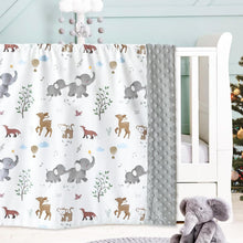 Load image into Gallery viewer, Baby Blankets for Unisex Boys Girls, Super Soft Nursery Minky Blankets with Woodland Animal Design and Dotted Fleece Backing, Printed Bed Throws Newborn Toddler Gift 30 x 40 Inch