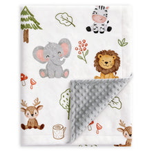 Load image into Gallery viewer, HOMRITAR Animals Baby Blanket for Boys Girls Double Layer Dotted Backing