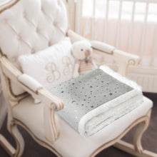 Load image into Gallery viewer, Minky Blanket with Sherpa Plush Backing (50 x 60 Inch, Lovely Grey Star)