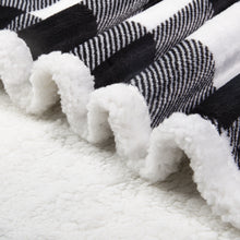Load image into Gallery viewer, Sherpa Fleece Blanket for Couch Super Soft Warm Blanket with Plaid Design ( Black/White, 50 x 60 inch)