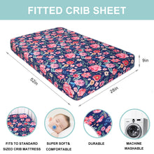 Load image into Gallery viewer, Elegant Floral Baby Toddler Bedding Set Toddler Mattress Up to 8”Thickness, Navy Floral