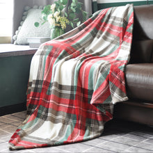 Load image into Gallery viewer, Throw Blanket with Plaid Warm Bed Blanket fit Sofa and Couch (50 x 60 inch, Red)
