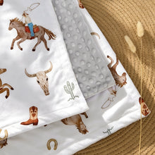 Load image into Gallery viewer, HOMRITAR Cowboy Baby Blanket for Boys Double Layer Dotted Backing
