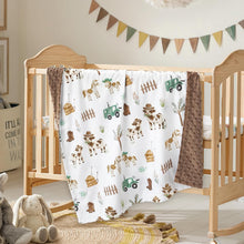 Load image into Gallery viewer, Cows Baby Blankets for Boys, Super Soft Newborn Nursery Minky Blanket with Double Layer Dotted Backing, Cozy Printed Bed Throw Blanket, Farm Horse Animals 30 x 40 Inch
