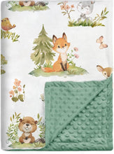 Load image into Gallery viewer, BORITAR Baby Blanket for Boys Girls Super Soft Double Layer Minky with Dotted Backing, Lovely Woodland Animal Design Blanket for Toddler Newborn 30 x 40 Inch(75x100cm)
