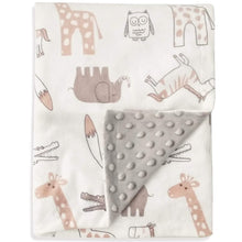 Load image into Gallery viewer, BORITAR Baby Blanket Soft Minky with Double Layer Dotted Backing, Lovely Animals Printed 30 x 40 Inch Receiving Blanket
