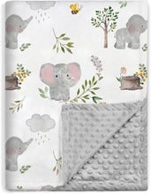 Load image into Gallery viewer, BORITAR Baby Blanket for Boys Girls Super Soft Double Layer Minky with Dotted Backing, Lovely Grey Elephant Animal Design Blanket for Toddler Newborn 30 x 40 Inch(75x100cm)
