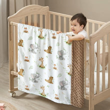 Load image into Gallery viewer, BORITAR Baby Blanket for Boys Girls Soft Plush Minky Fabric with Dotted Backing, Lovely Woodland Design Blanket for Toddler Newborn 30 x 40 Inch(75x100cm)
