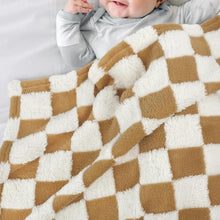 Load image into Gallery viewer, Super Soft Baby Blankets for Boys Girls Warm Cozy Reversible Checkerboard Toddlers Blanket, Fluffy Fuzzy Plush Lightweight Bed Blanket with Chessboard Grid Design 350GSM Khaki 30 x 40 Inch
