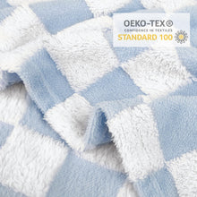Load image into Gallery viewer, Checkered Baby Blanket for Boys Girls Warm Cozy Reversible Checkerboard Toddler Blankets, Fluffy Fuzzy Plush Lightweight Bed Blanket with Chessboard Grid Design 350GSM Baby Blue 30 x 40 Inch
